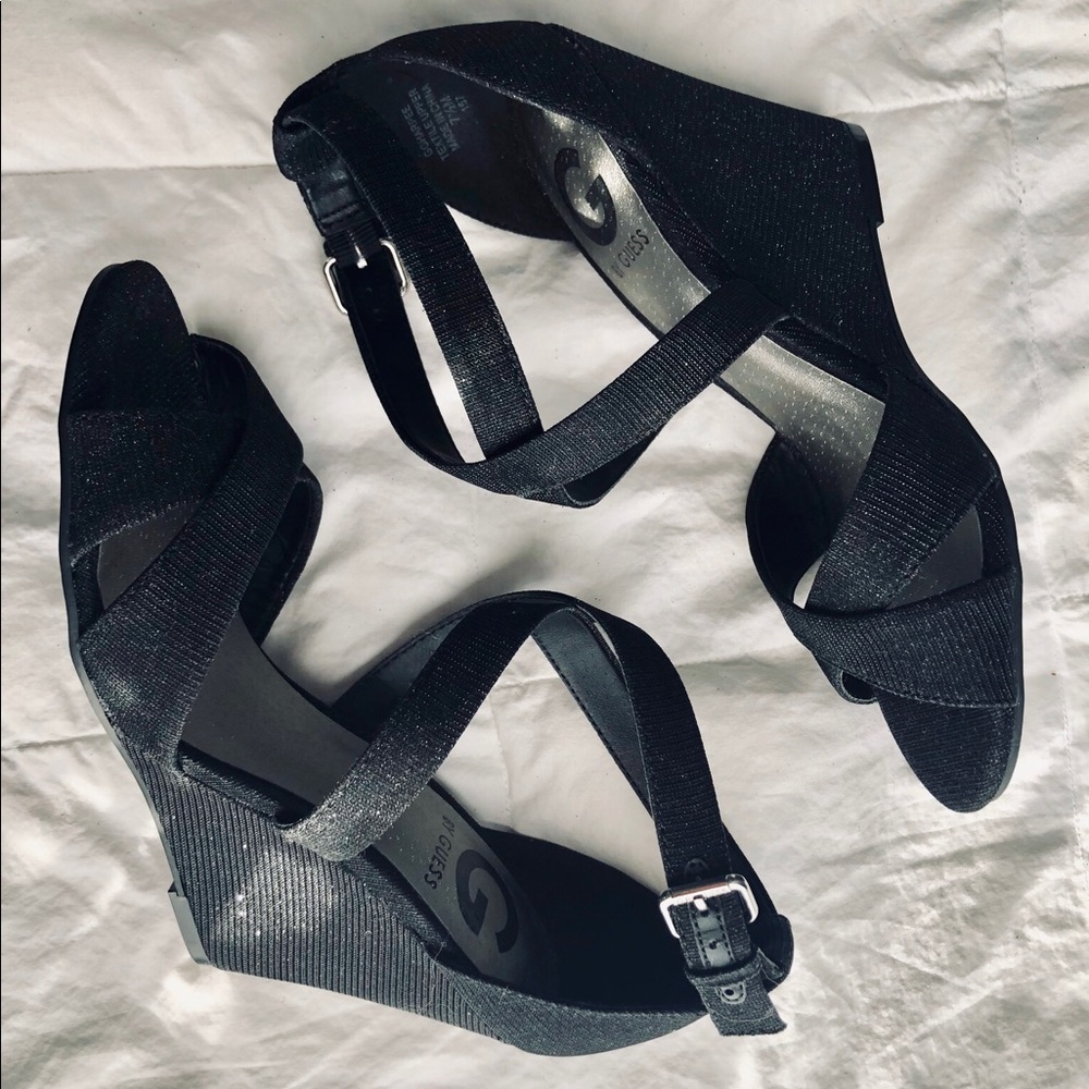 Guess Sparkle Criss-cross Ankle Strap Wedge Sandal - Picture 6 of 7